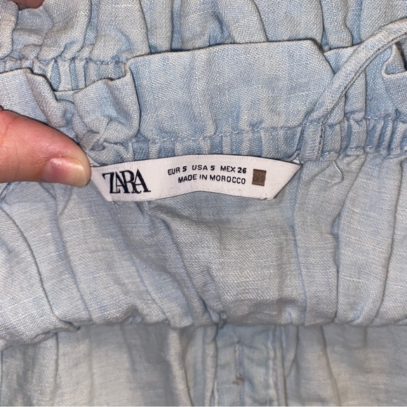 Zara Light Blue Ruffled Top - Picture 3 of 5